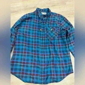 Duluth trading Co. flannel button down size L blue